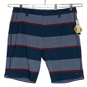 Rip Curl Boardwalk Mens Hybrid Walk Shorts 36 Navy Striped Surf Beach Casual NWT